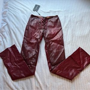 Sexy red leather pants